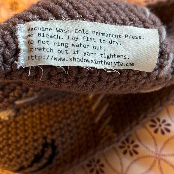 Vintage Shadows In The Nyte Kid's Brown Halloween Ghost Beanie Hat 10" x 7.5" - Picture 6 of 7